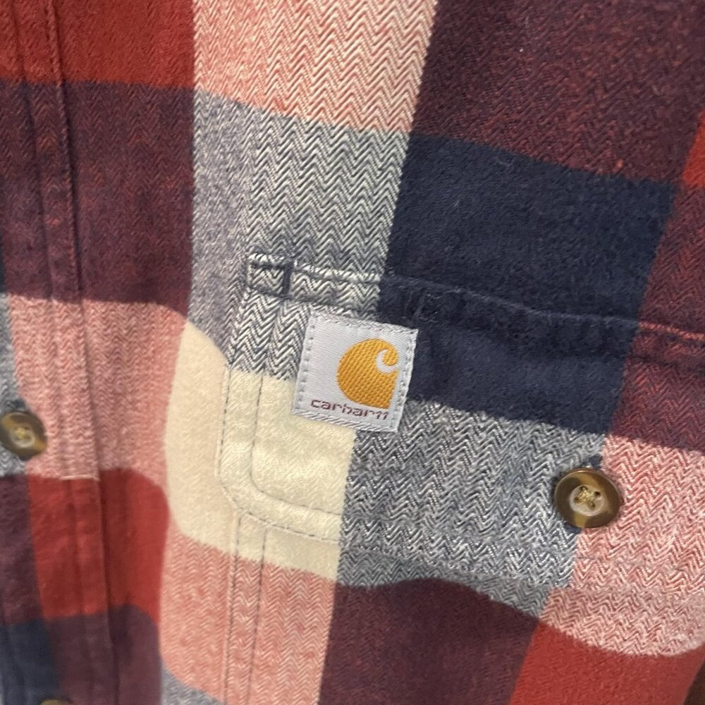 Carhartt Shirt Mens 2XL Red Plaid Flannel Original Fit Button Up Workwear 103348 - Picture 2 of 8